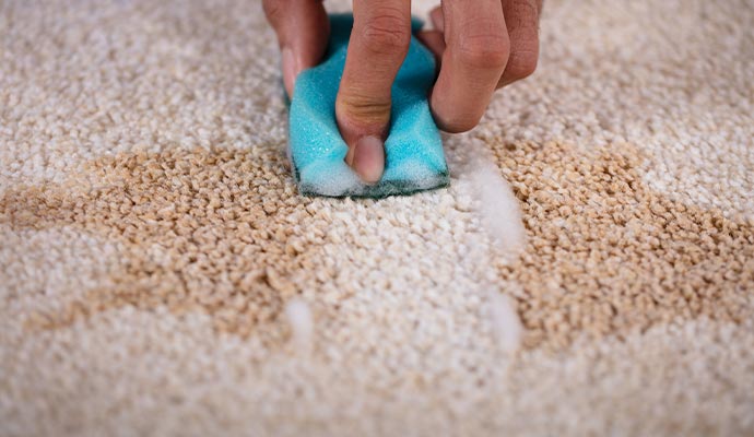 Someone is removing carpet stains