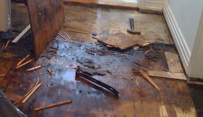 Damaged wooden floor