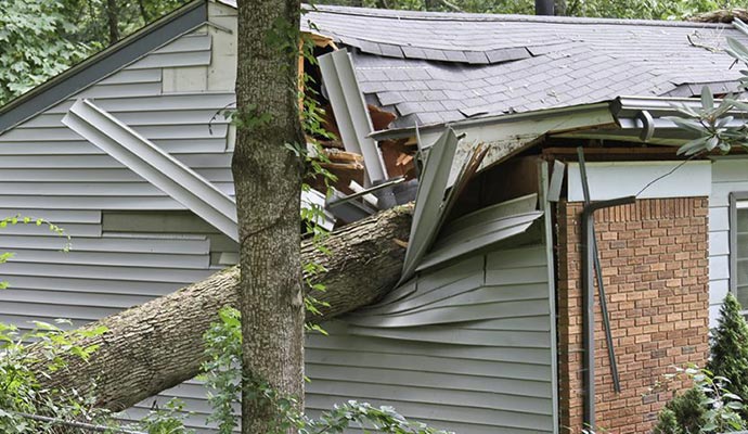 storm damaged house